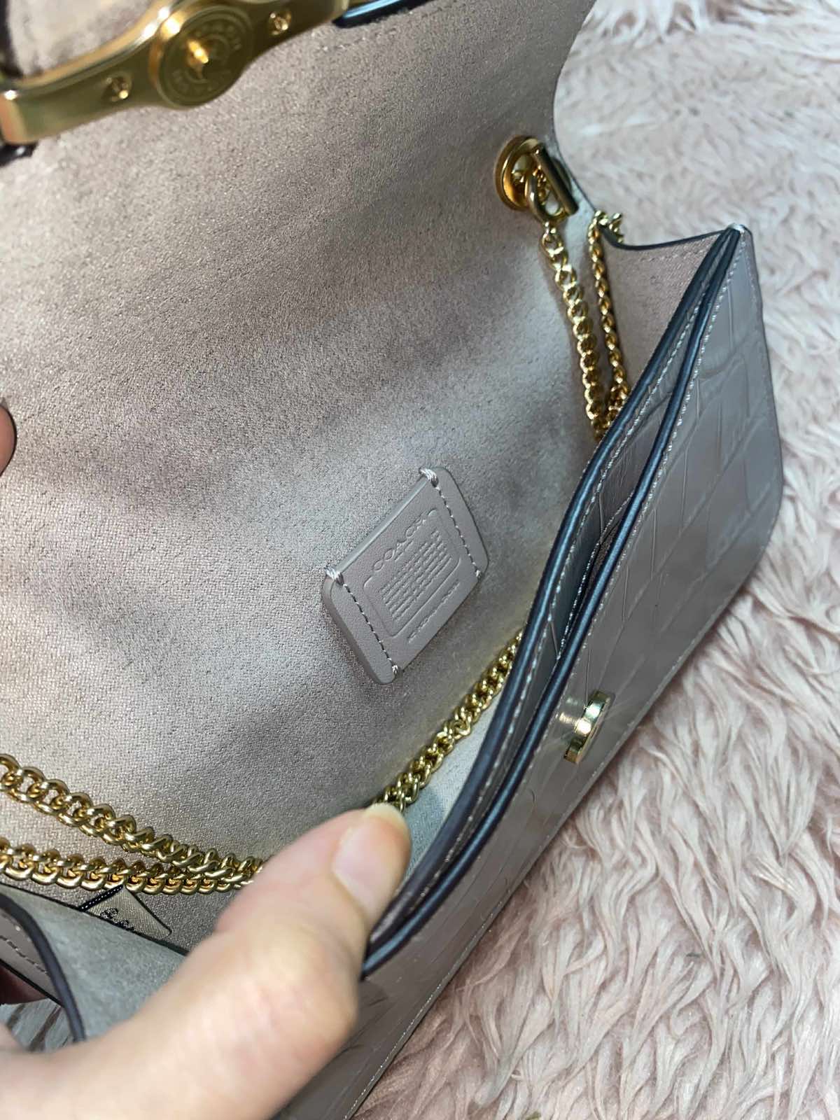 ORIG Preloved Coach Morgan Crossbody Small Grey Birch Shoulder Chain Bag