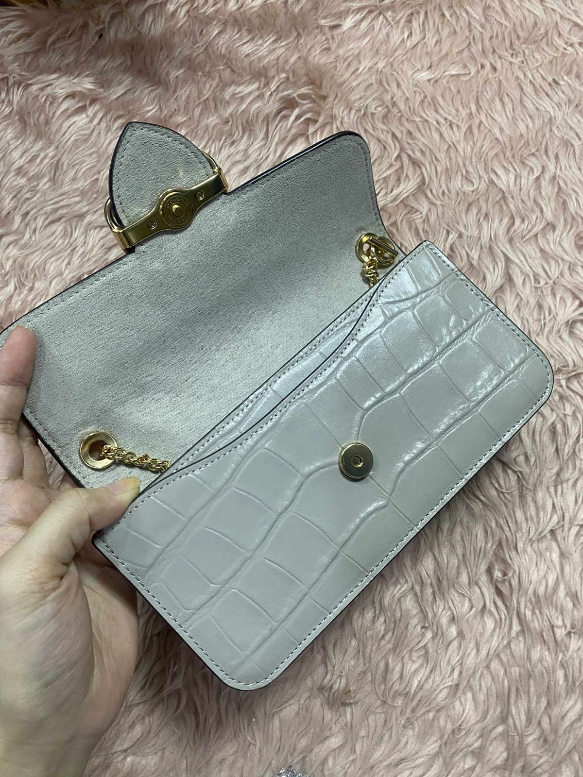 ORIG Preloved Coach Morgan Crossbody Small Grey Birch Shoulder Chain Bag