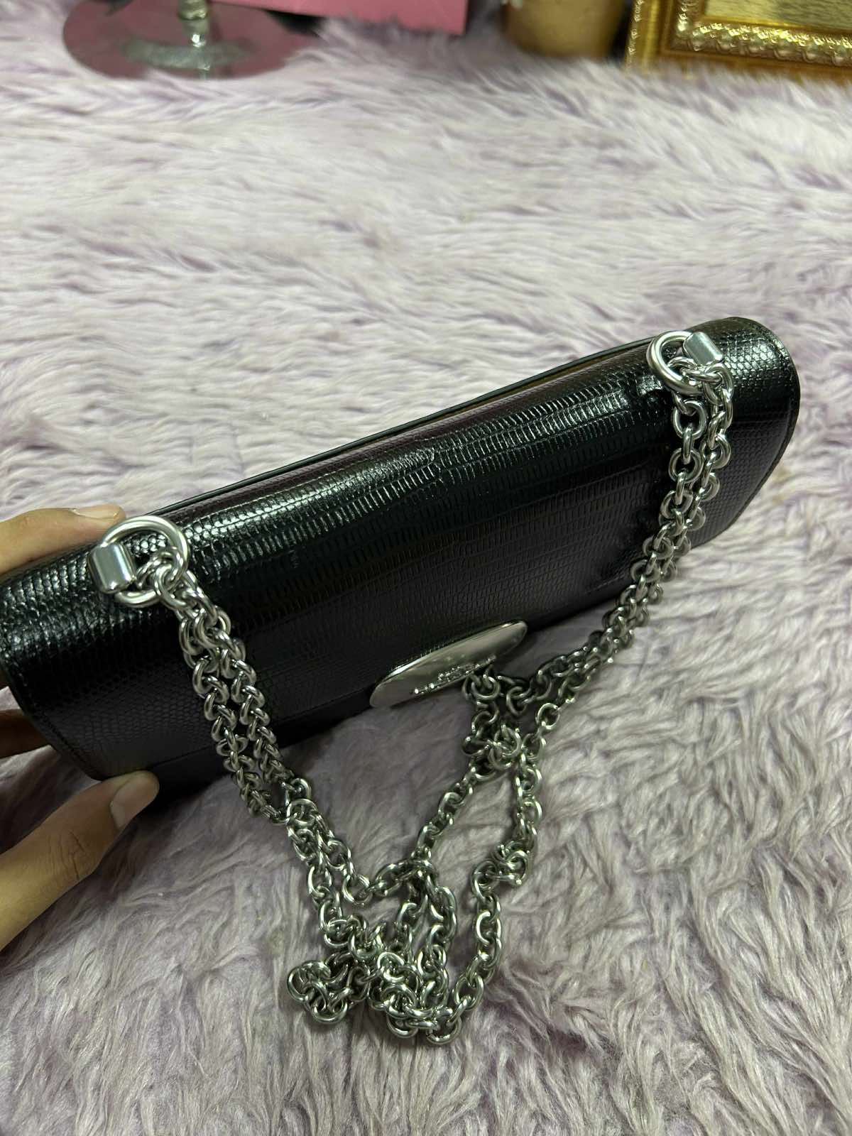 ORIG Preloved Coach Eliza Flap Crossbody Small Black Chain Bag