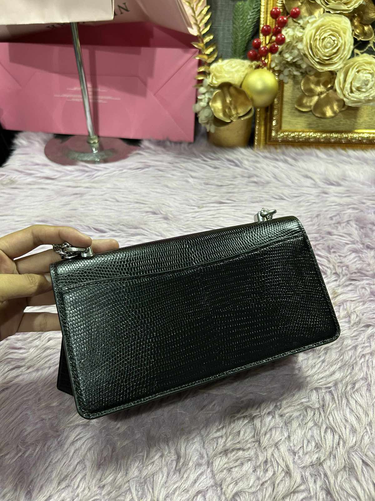 ORIG Preloved Coach Eliza Flap Crossbody Small Black Chain Bag