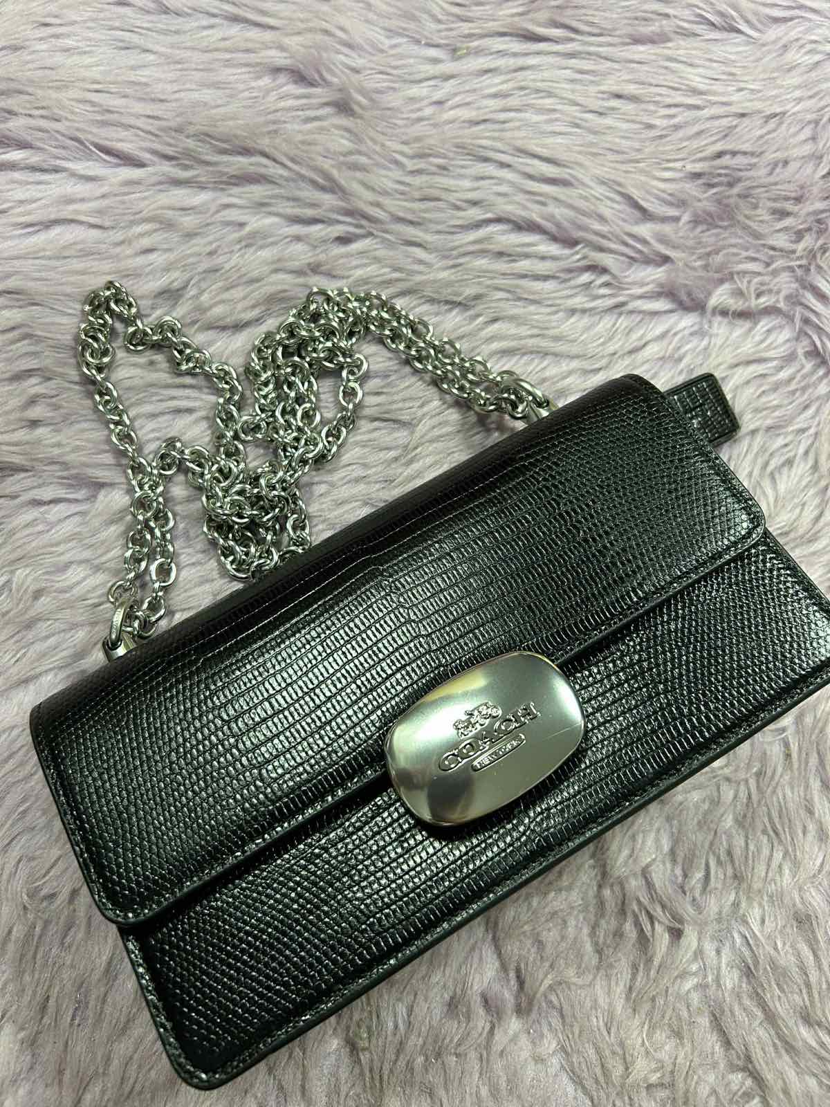 ORIG Preloved Coach Eliza Flap Crossbody Small Black Chain Bag
