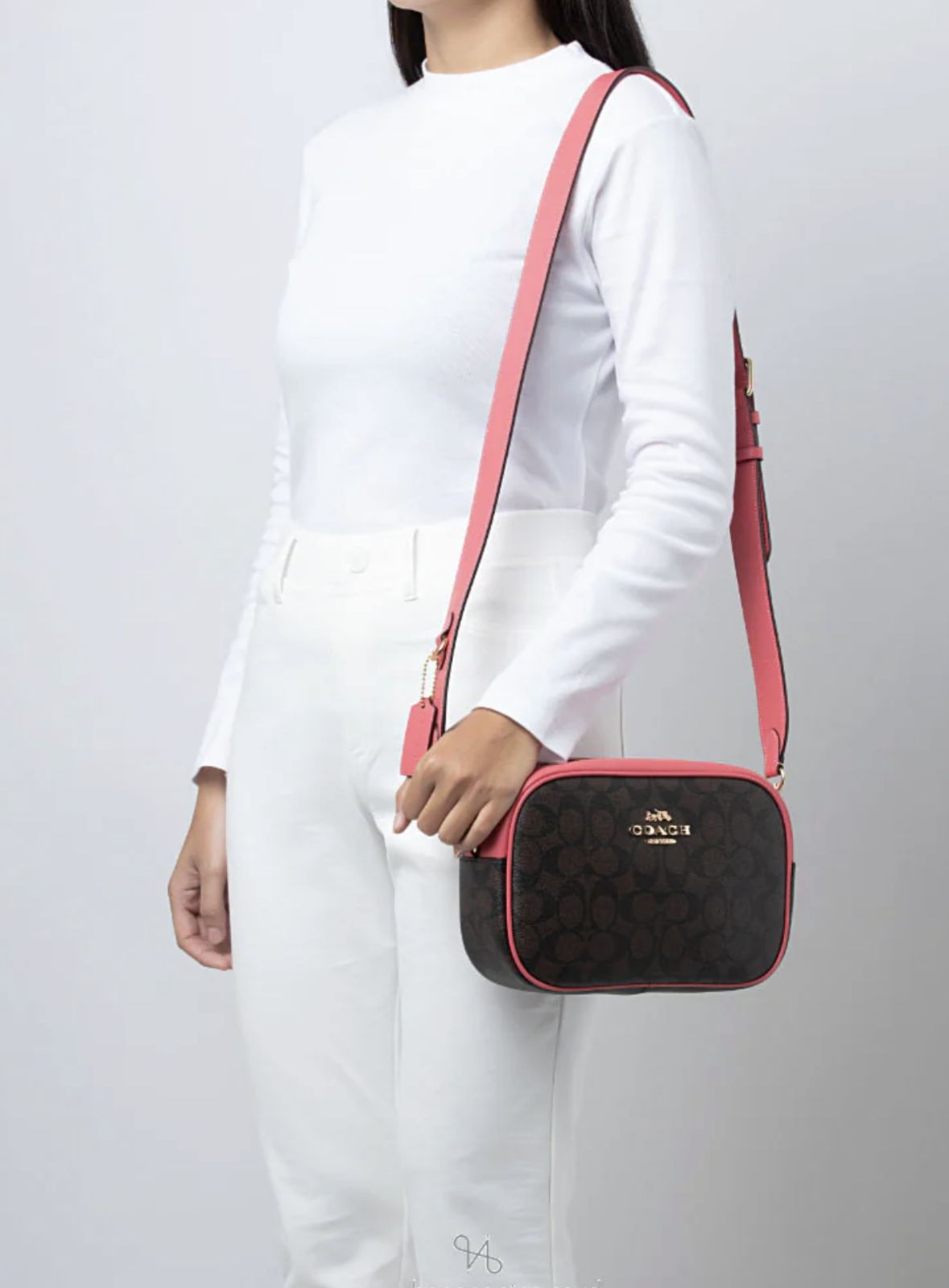 ORIG & IMPORTED Coach Jamie Camera Bag in Brown Pink Watermelon