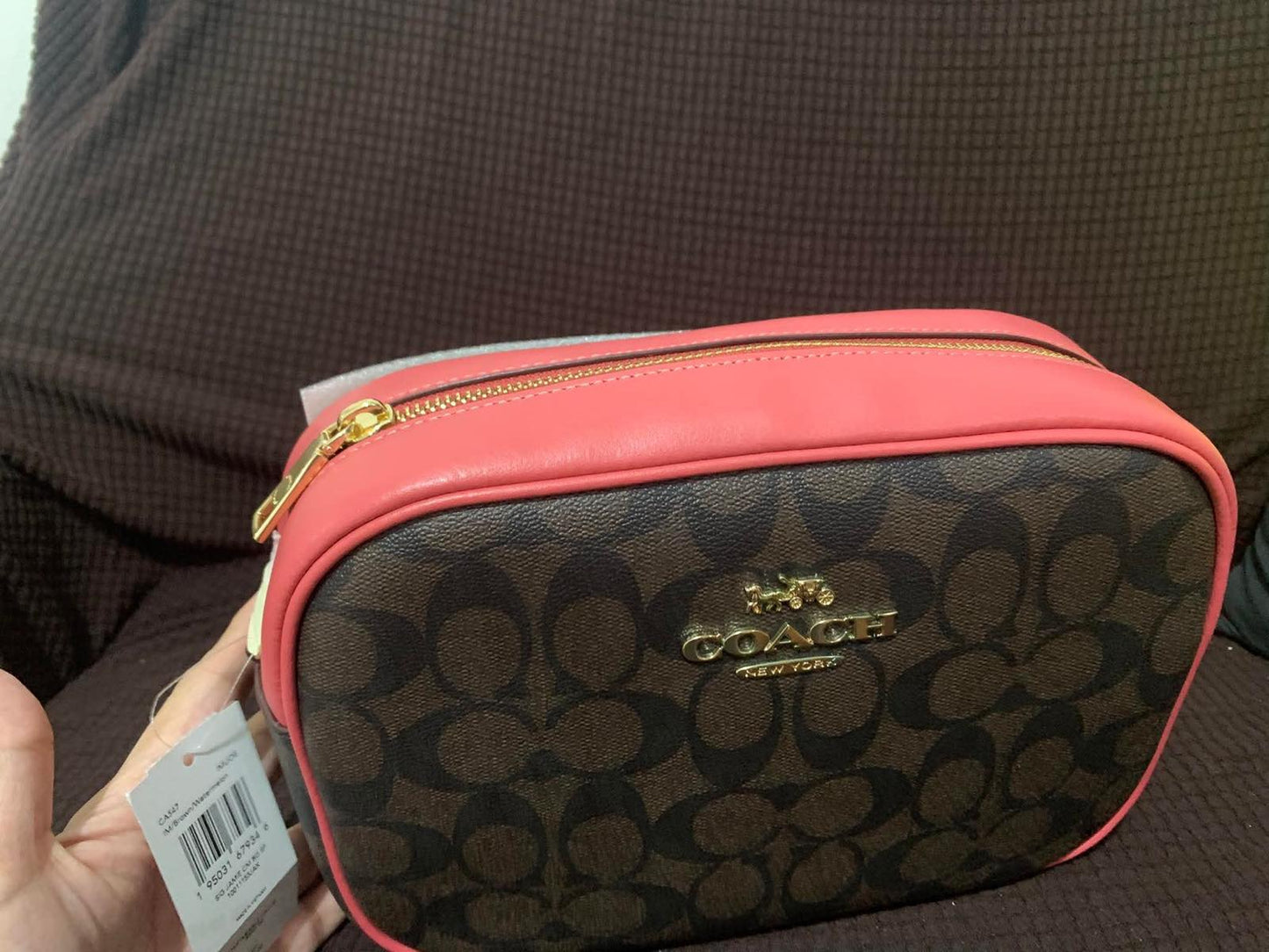 ORIG & IMPORTED Coach Jamie Camera Bag in Brown Pink Watermelon