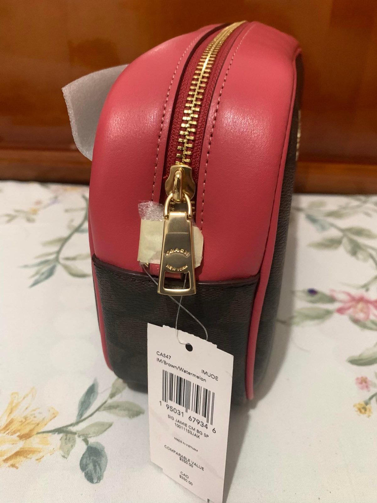 ORIG & IMPORTED Coach Jamie Camera Bag in Brown Pink Watermelon