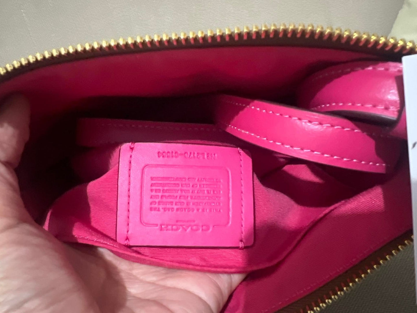 ORIG & IMPORTED Coach Rowan File Bag in Khaki/Pink