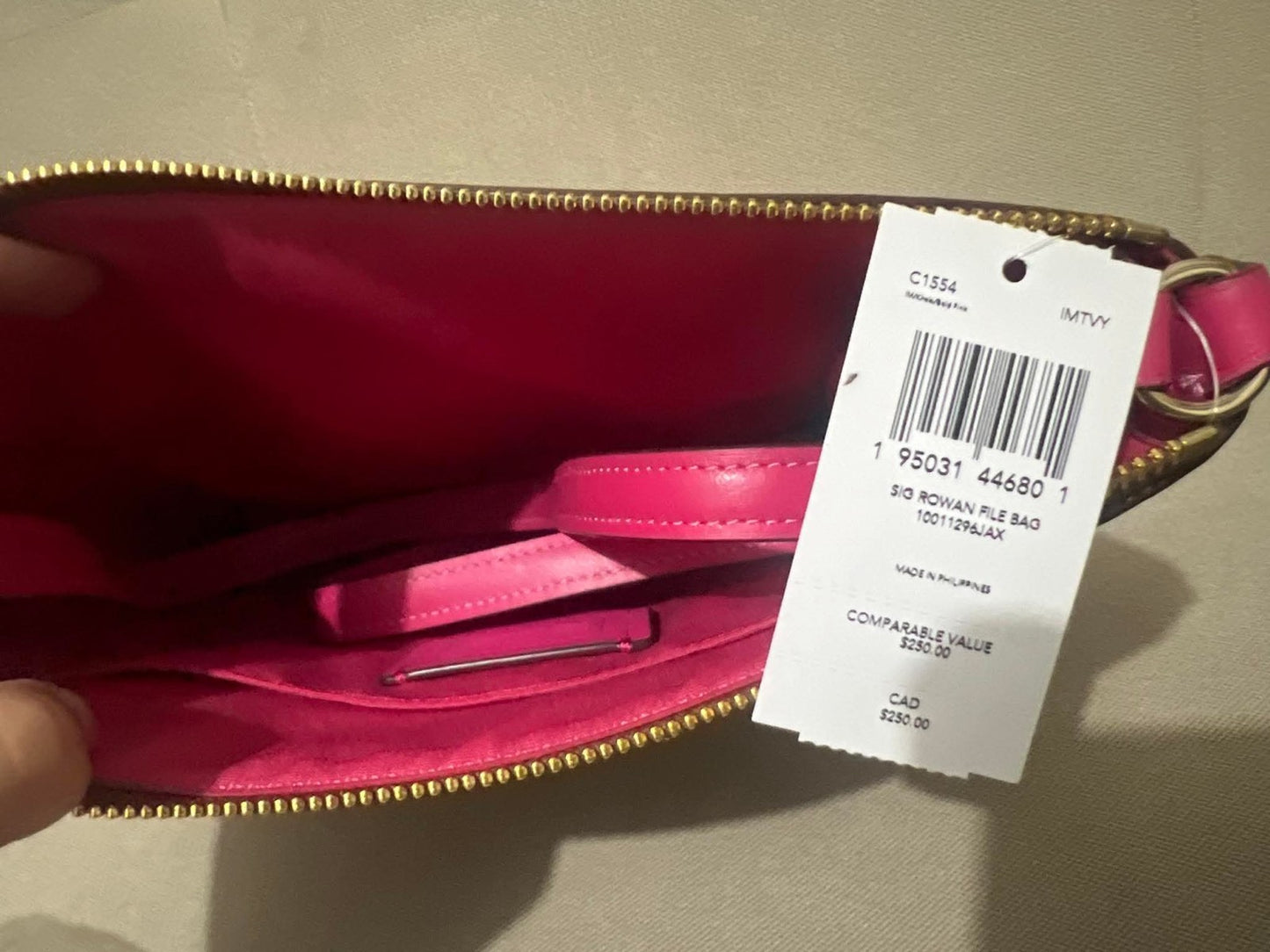 ORIG & IMPORTED Coach Rowan File Bag in Khaki/Pink