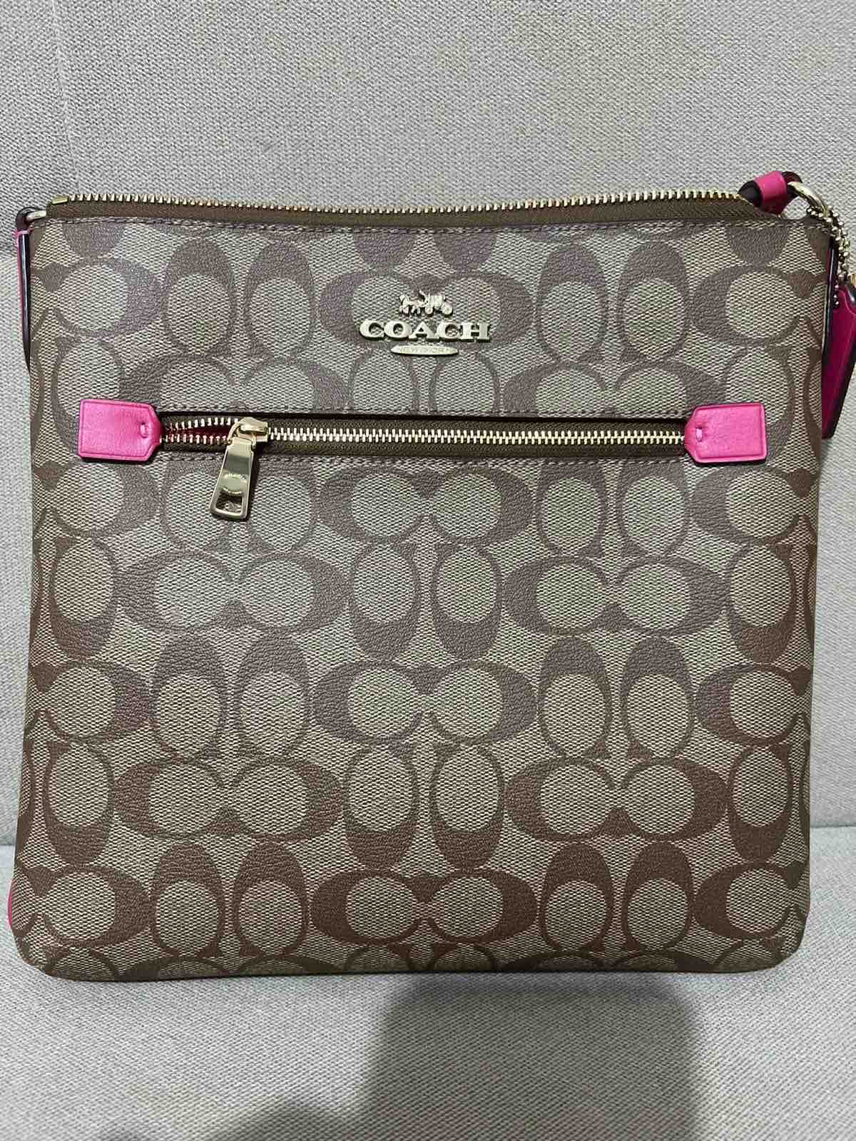 ORIG & IMPORTED Coach Rowan File Bag in Khaki/Pink