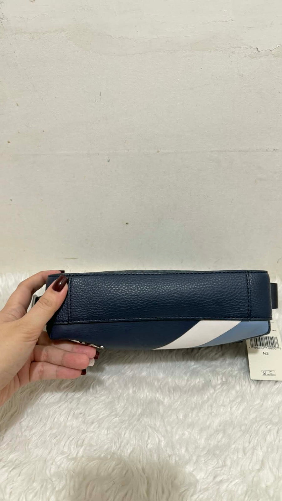 ORIG & IMPORTED MK Cooper Logo Stripe and Faux Leather Crossbody Men Blue Bag