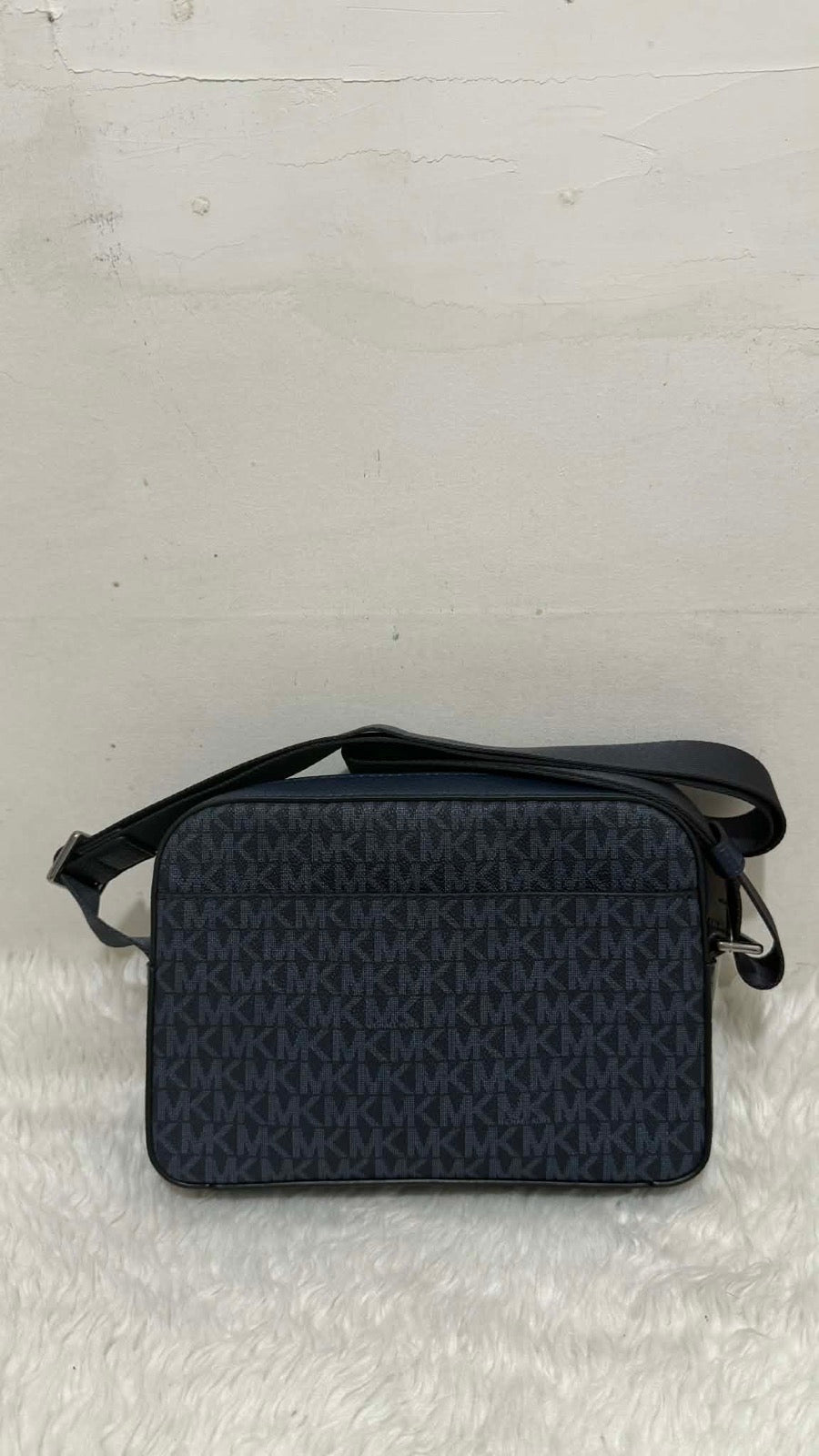 ORIG & IMPORTED MK Cooper Logo Stripe and Faux Leather Crossbody Men Blue Bag