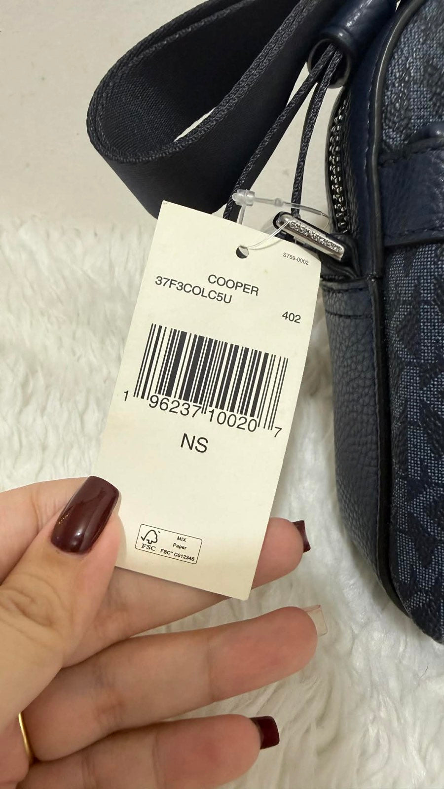 ORIG & IMPORTED MK Cooper Logo Stripe and Faux Leather Crossbody Men Blue Bag