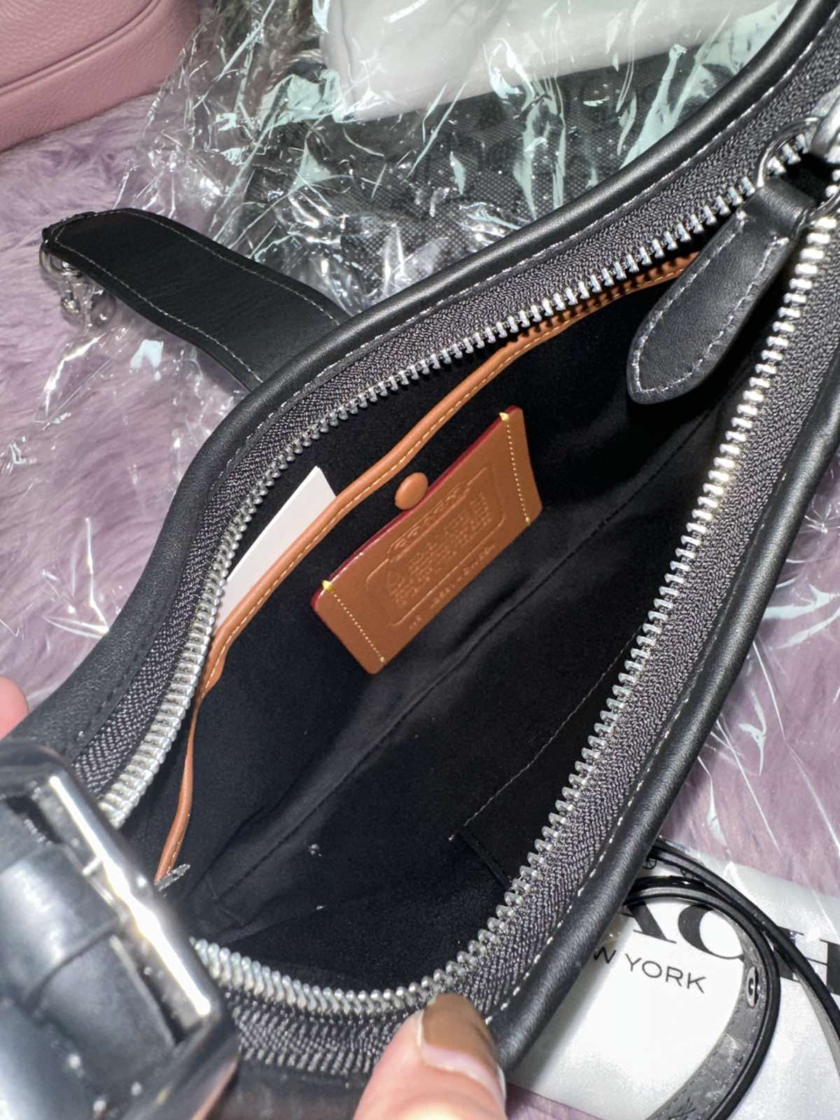 ORIG & IMPORTED Coach Retail Crystal Signature Jacquard Shoulder Black Bag