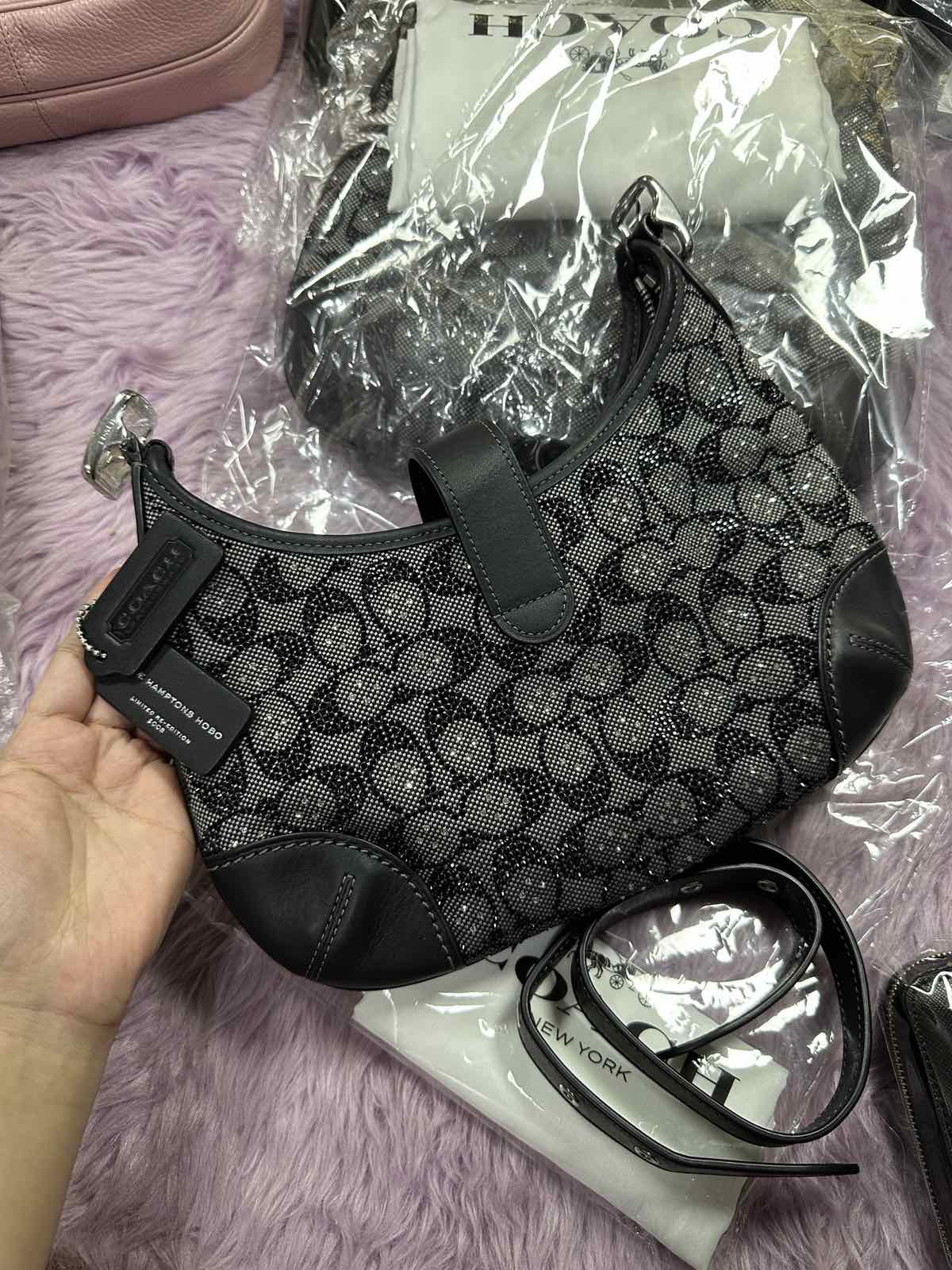 ORIG & IMPORTED Coach Retail Crystal Signature Jacquard Shoulder Black Bag