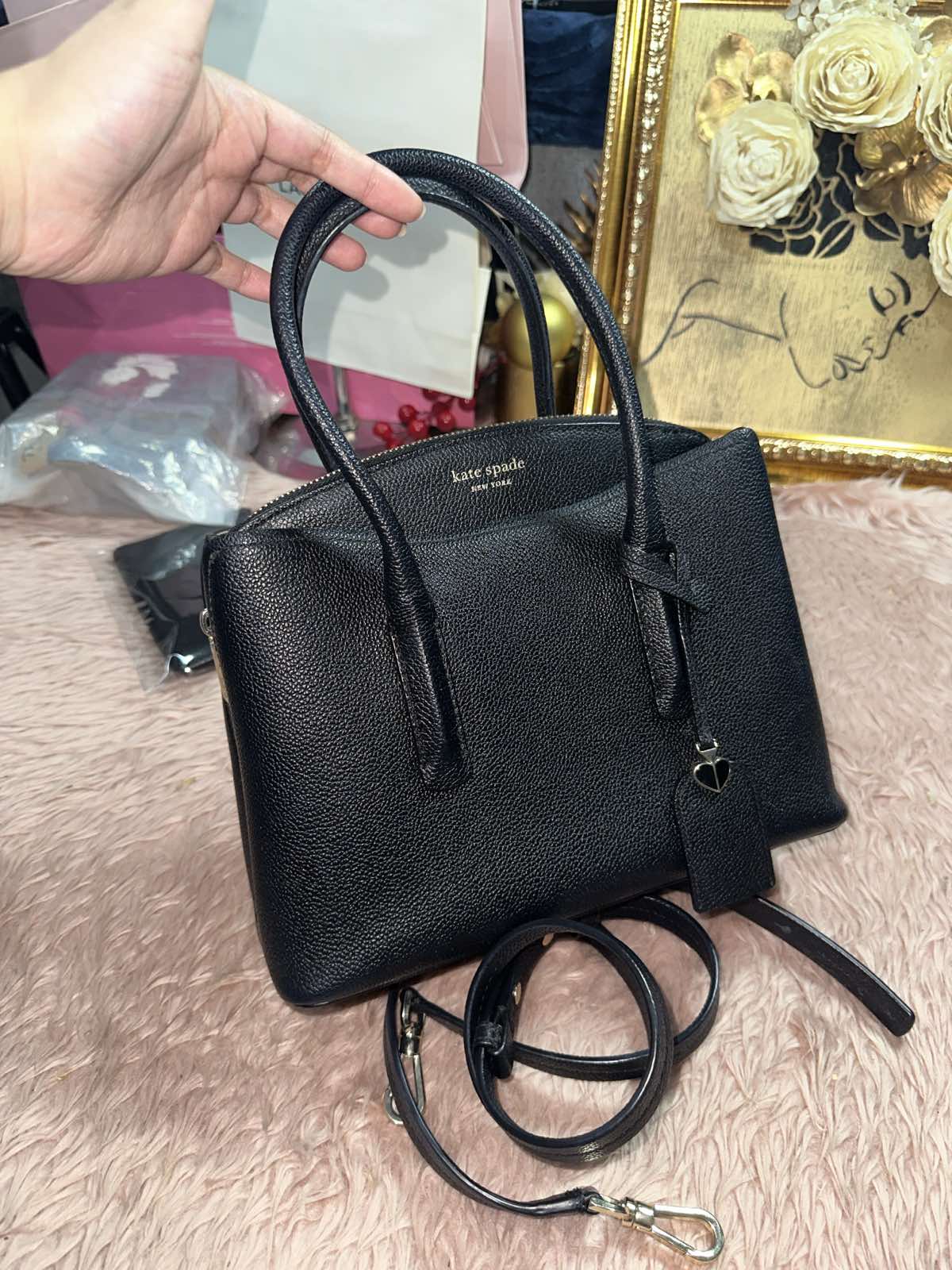 ORIG Preloved Kate Spade KS Margaux Medium Satchel Black Bag