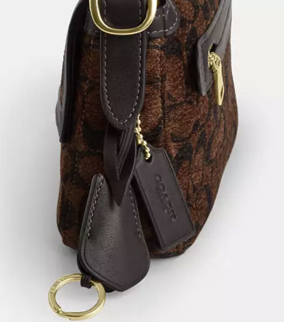 ORIG & IMPORTED Coach Etta Small Flap Shoulder Brown Bag In Signature Chenille