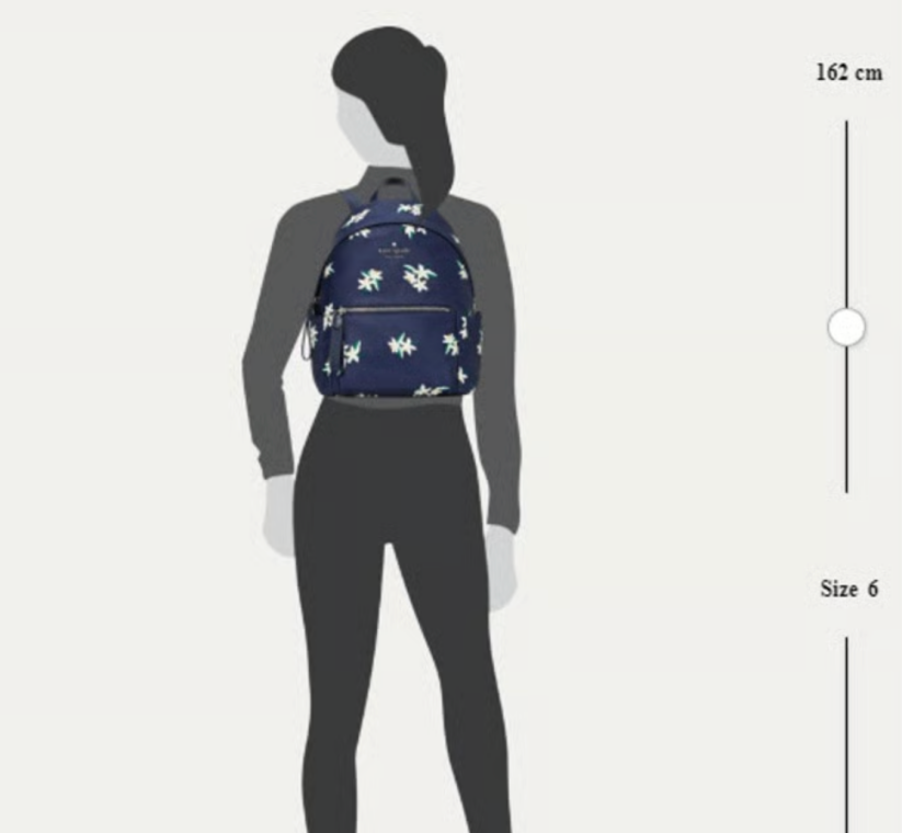 ORIG Preloved Kate Spade KS Chelsea Medium Backpack Nylon Floral Navy Blue Bag