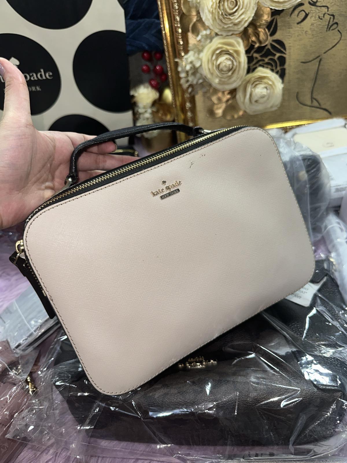 ORIG Preloved Kate Spade KS Large Juliet Crossbody Beige Bag