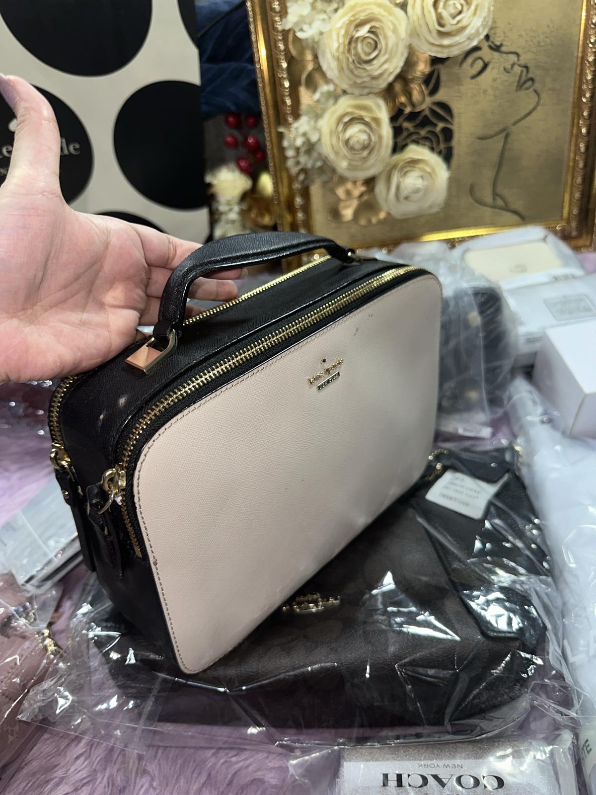 ORIG Preloved Kate Spade KS Large Juliet Crossbody Beige Bag