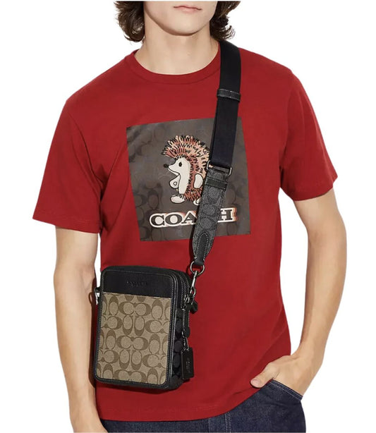 ORIG & IMPORTED Coach Sullivan Crossbody Men Bag In Signature Canvas Charcoal Khaki