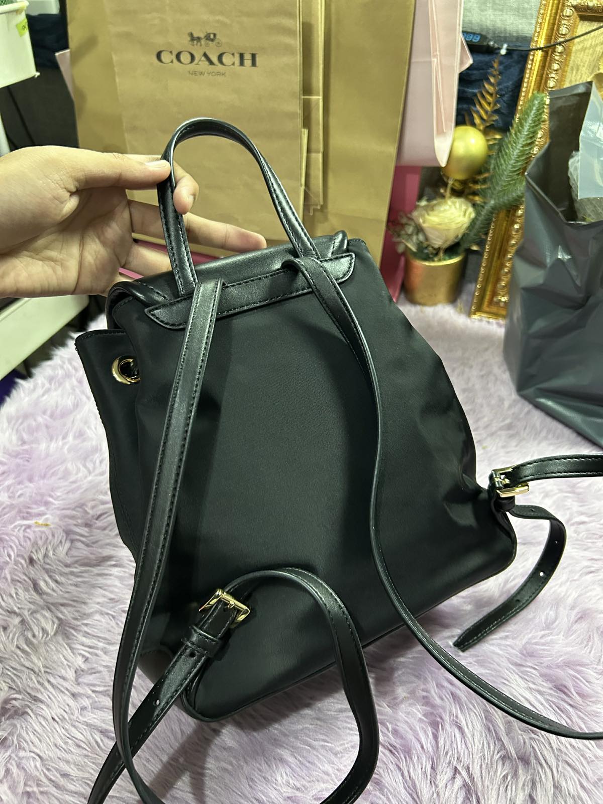 ORIG Preloved MK Cara Small Nylon Backpack Black Bag