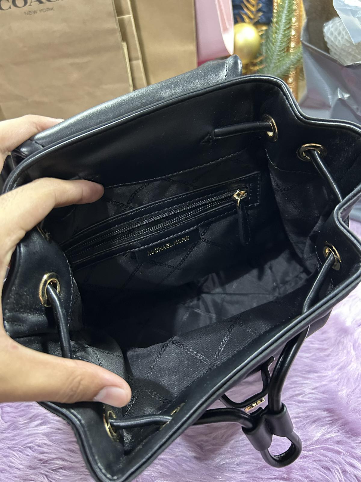 ORIG Preloved MK Cara Small Nylon Backpack Black Bag