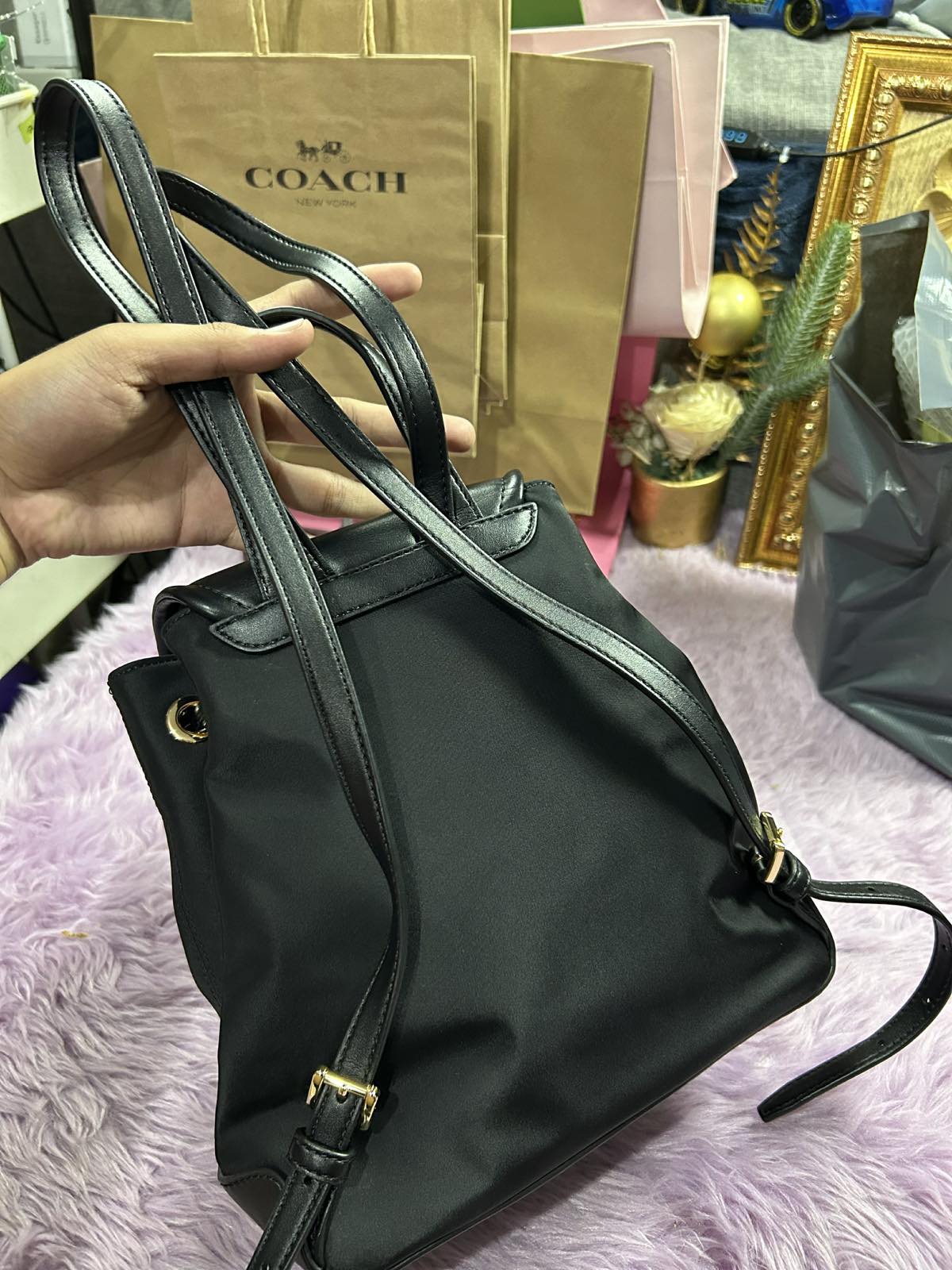 ORIG Preloved MK Cara Small Nylon Backpack Black Bag