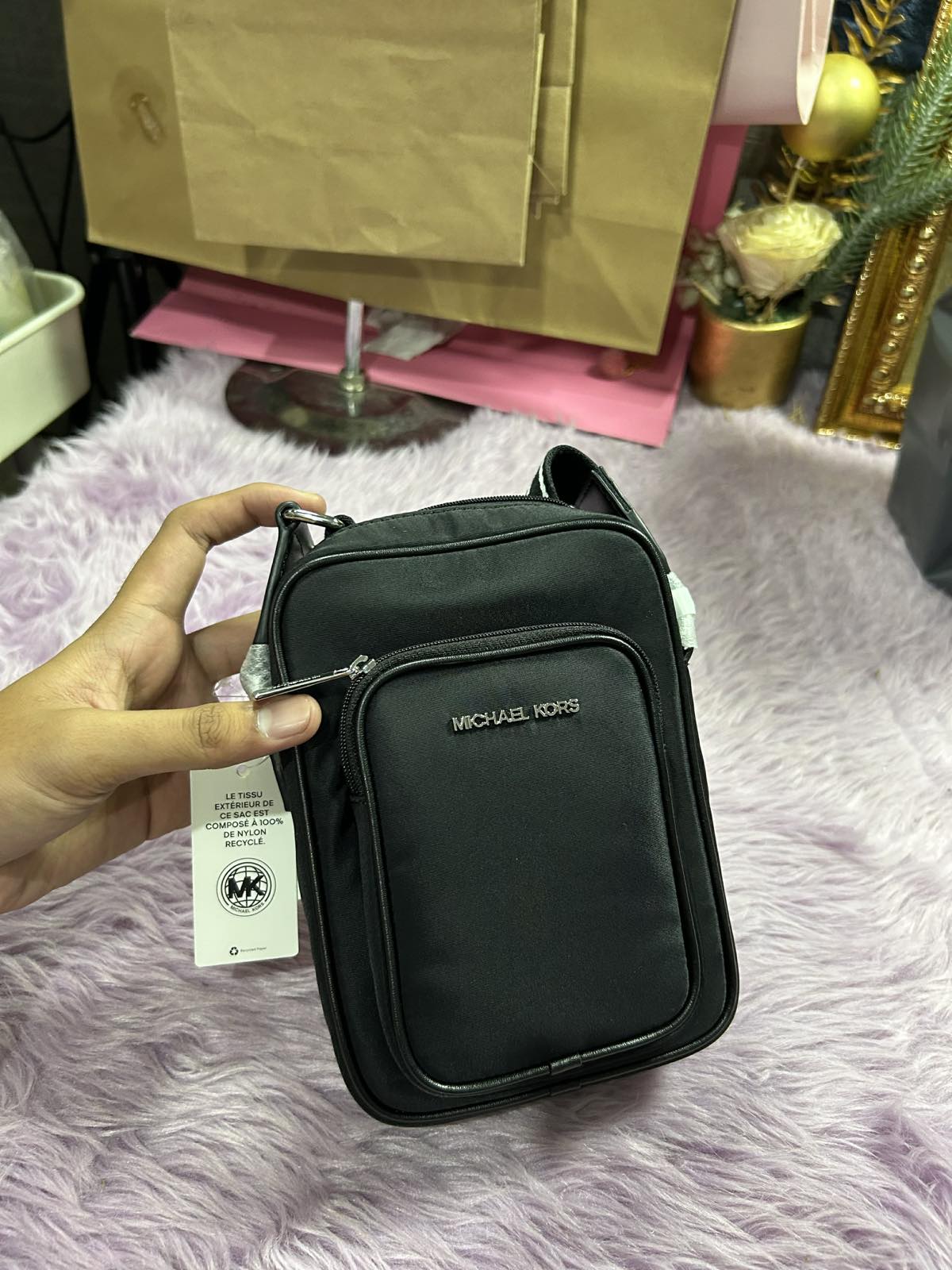 ORIG & IMPORTED MK Khai Nylon Crossbody Small Phone Black Bag