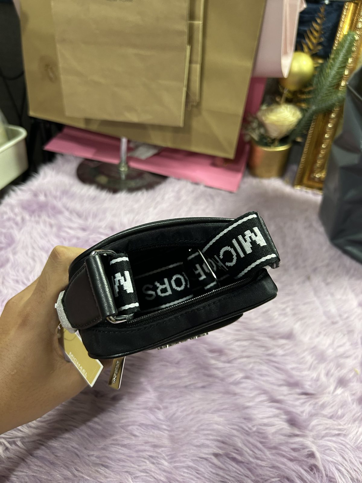 ORIG & IMPORTED MK Khai Nylon Crossbody Small Phone Black Bag