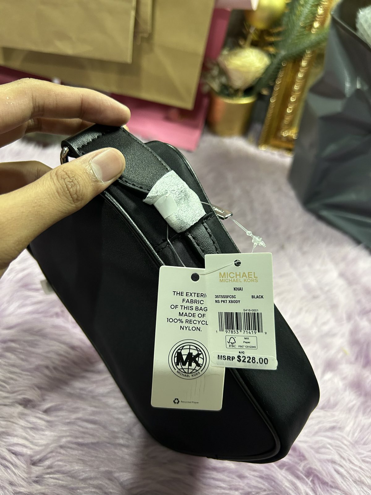 ORIG & IMPORTED MK Khai Nylon Crossbody Small Phone Black Bag