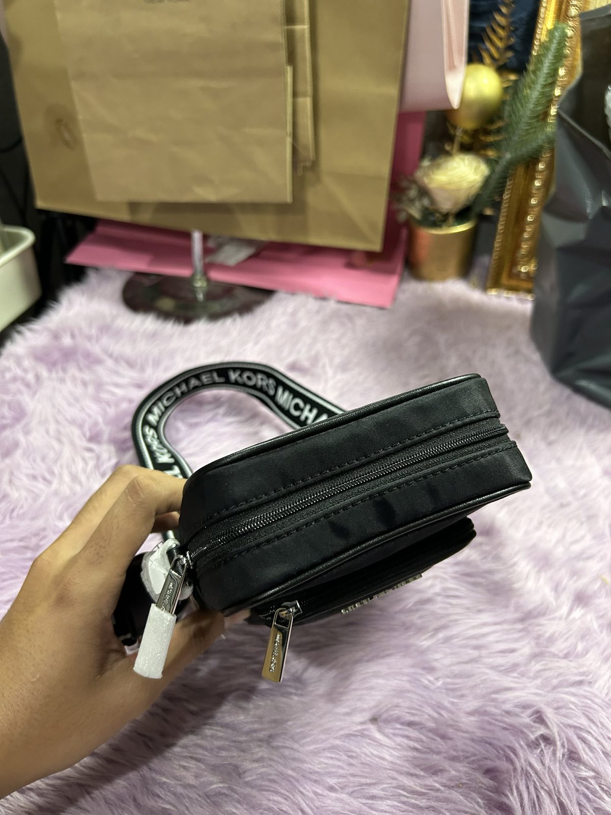 ORIG & IMPORTED MK Khai Nylon Crossbody Small Phone Black Bag