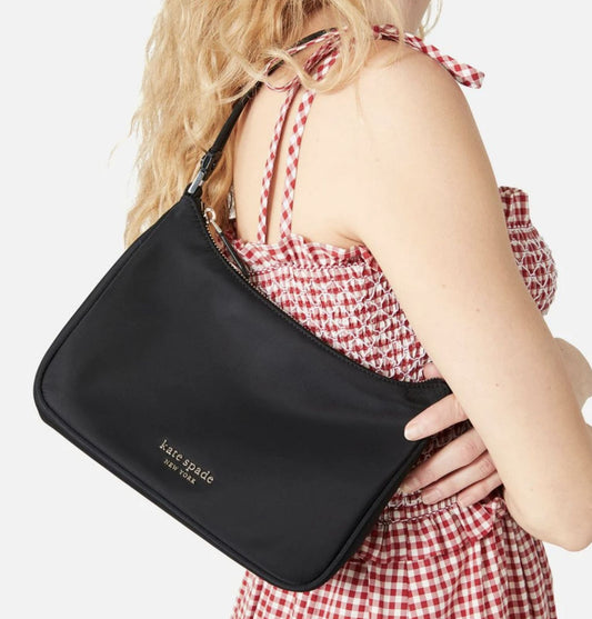 ORIG Preloved Retail Kate Spade KS The Little Better Sam Nylon Small Shoulder Bag Black