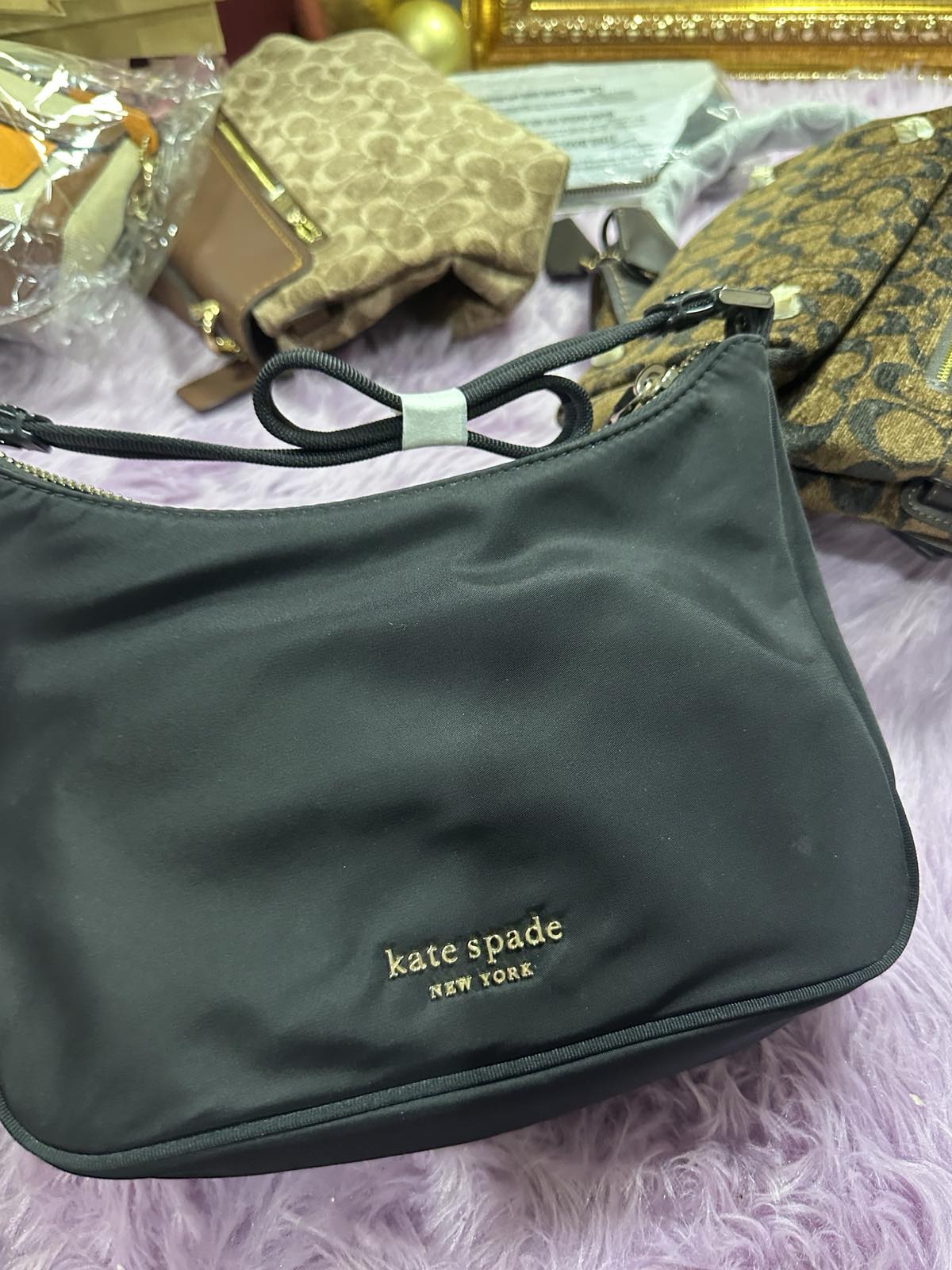 ORIG Preloved Retail Kate Spade KS The Little Better Sam Nylon Small Shoulder Bag Black