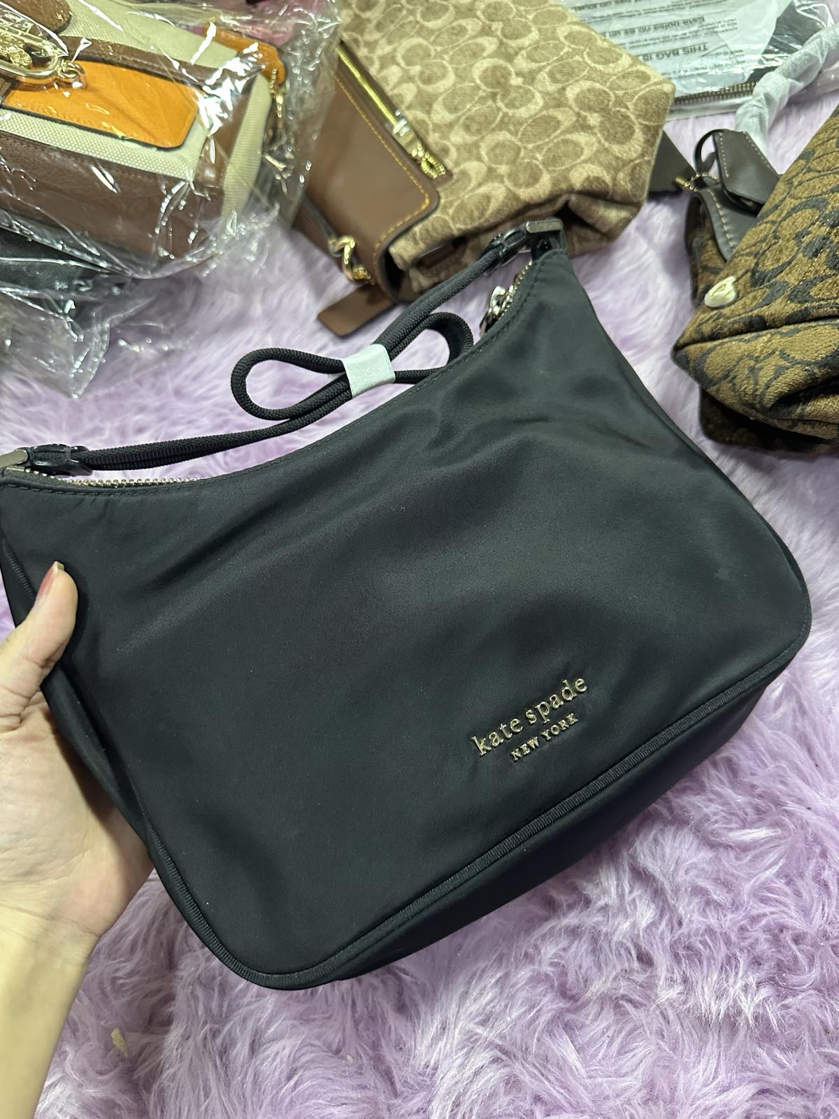 ORIG Preloved Retail Kate Spade KS The Little Better Sam Nylon Small Shoulder Bag Black