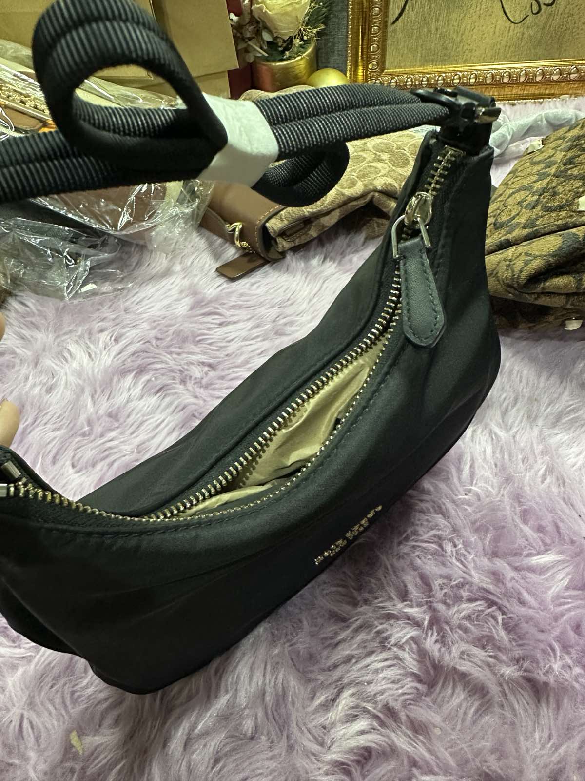 ORIG Preloved Retail Kate Spade KS The Little Better Sam Nylon Small Shoulder Bag Black