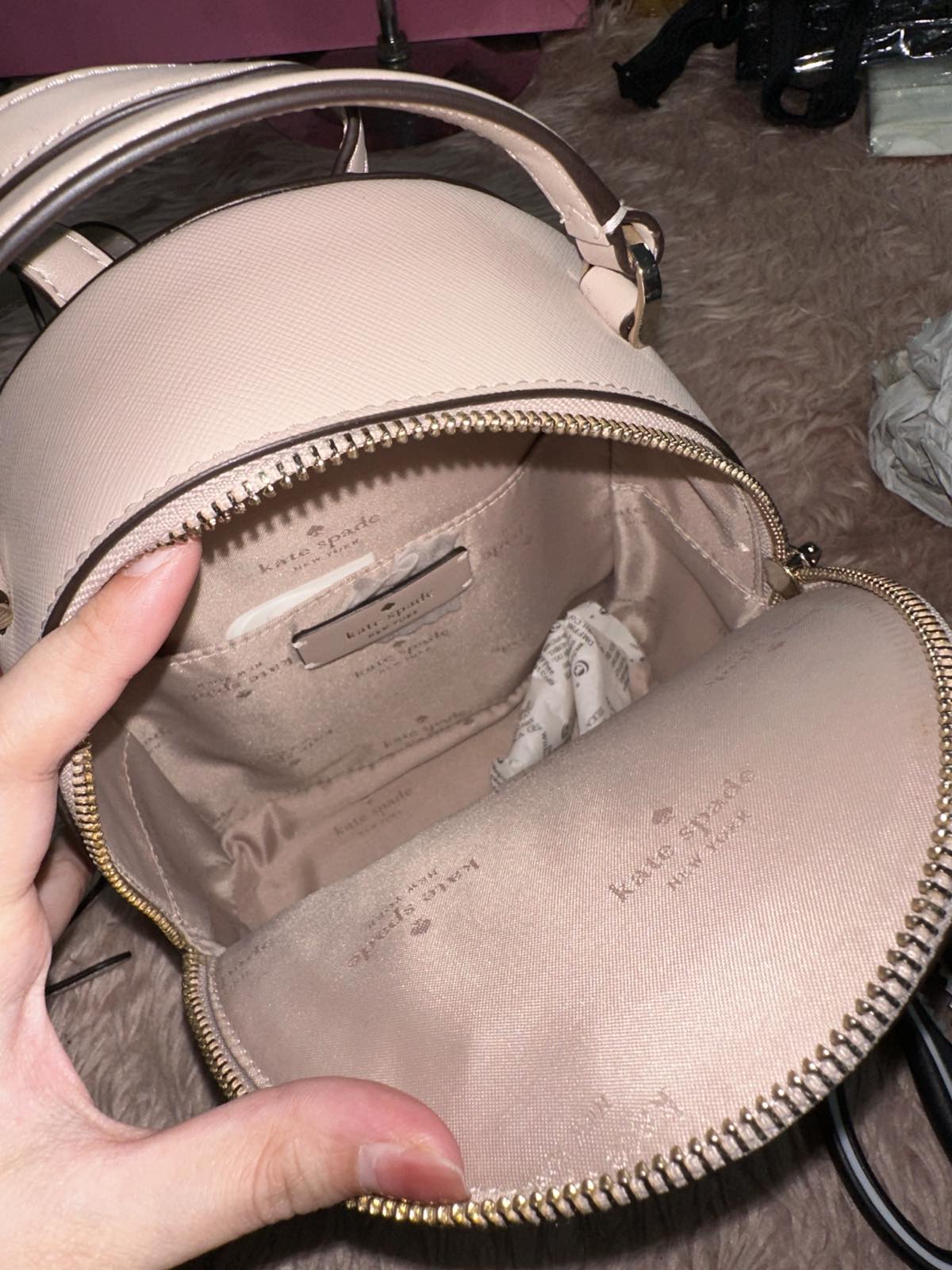 ORIG & IMPORTED KateSpade KS Schuyler Mini Backpack Bag Warm Beige