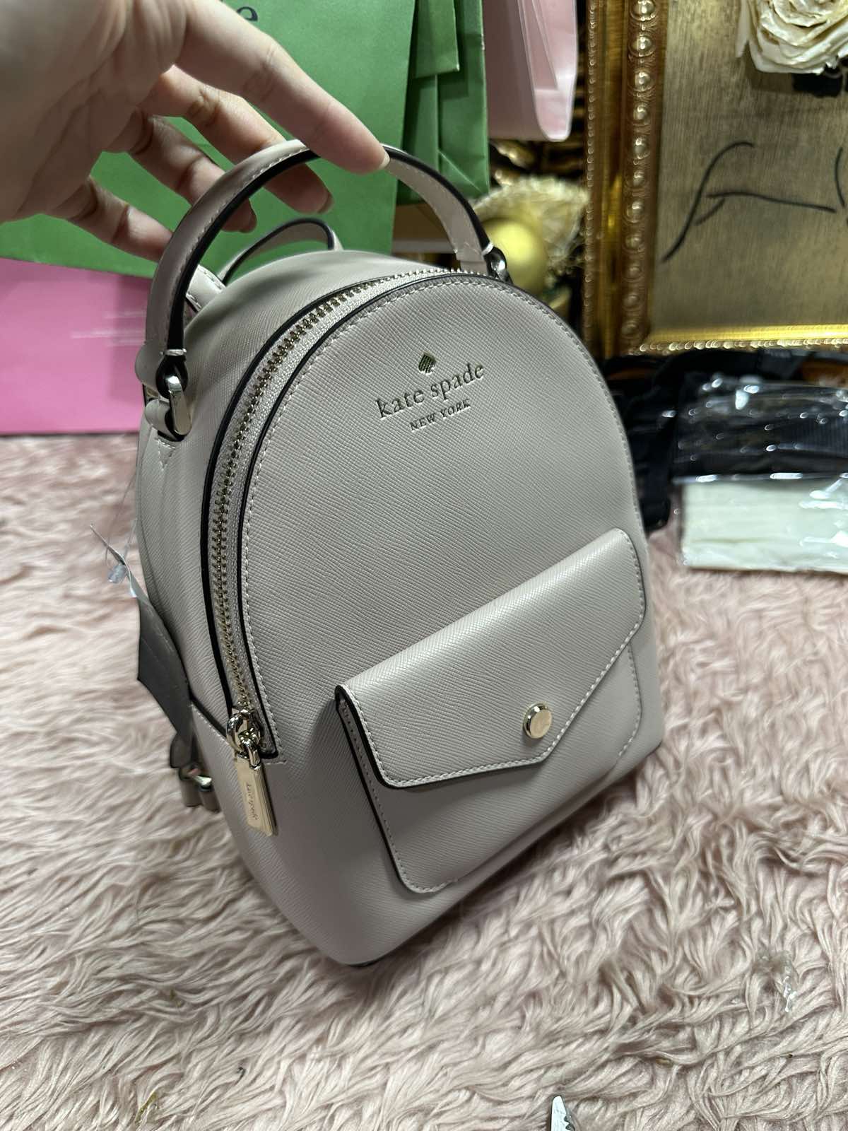 ORIG & IMPORTED KateSpade KS Schuyler Mini Backpack Bag Warm Beige