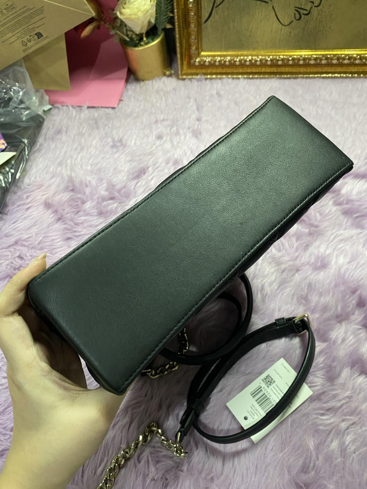 ORIG Preloved KateSpade KS Natalia Top Handle Satchel Quilted Black Bag