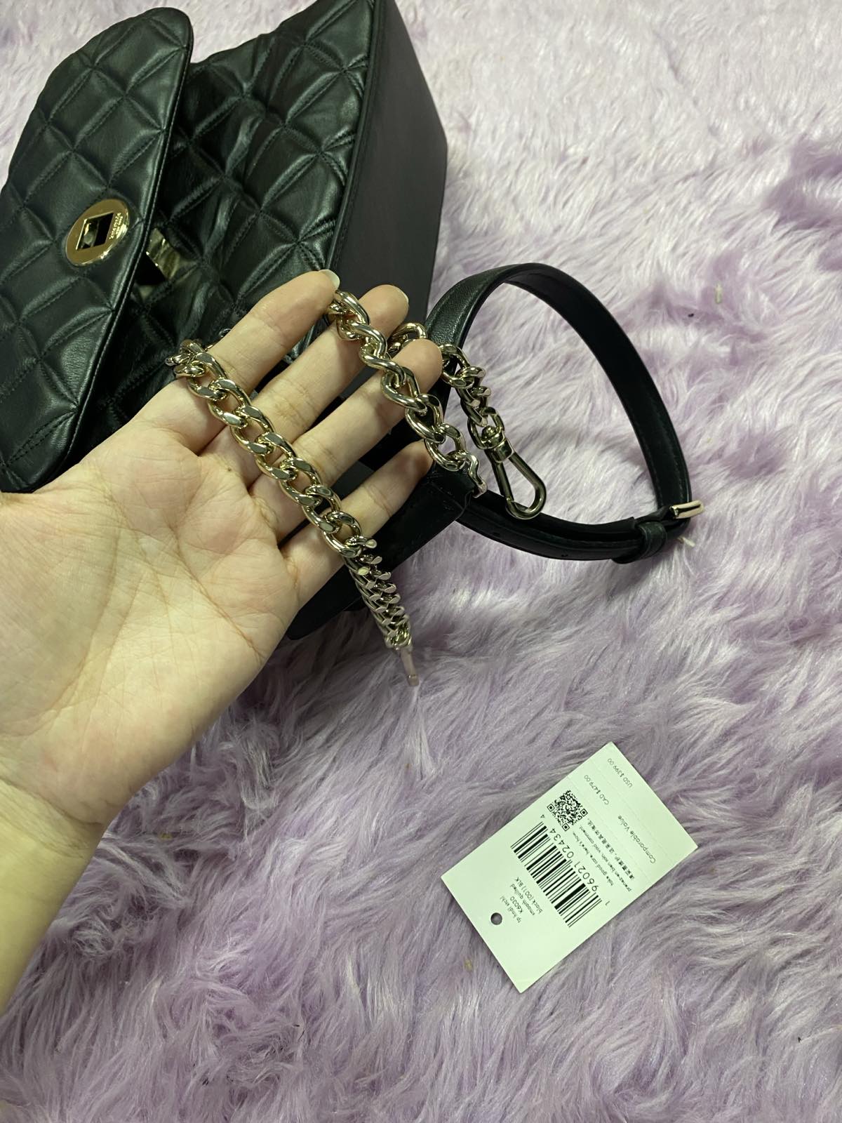 ORIG Preloved KateSpade KS Natalia Top Handle Satchel Quilted Black Bag