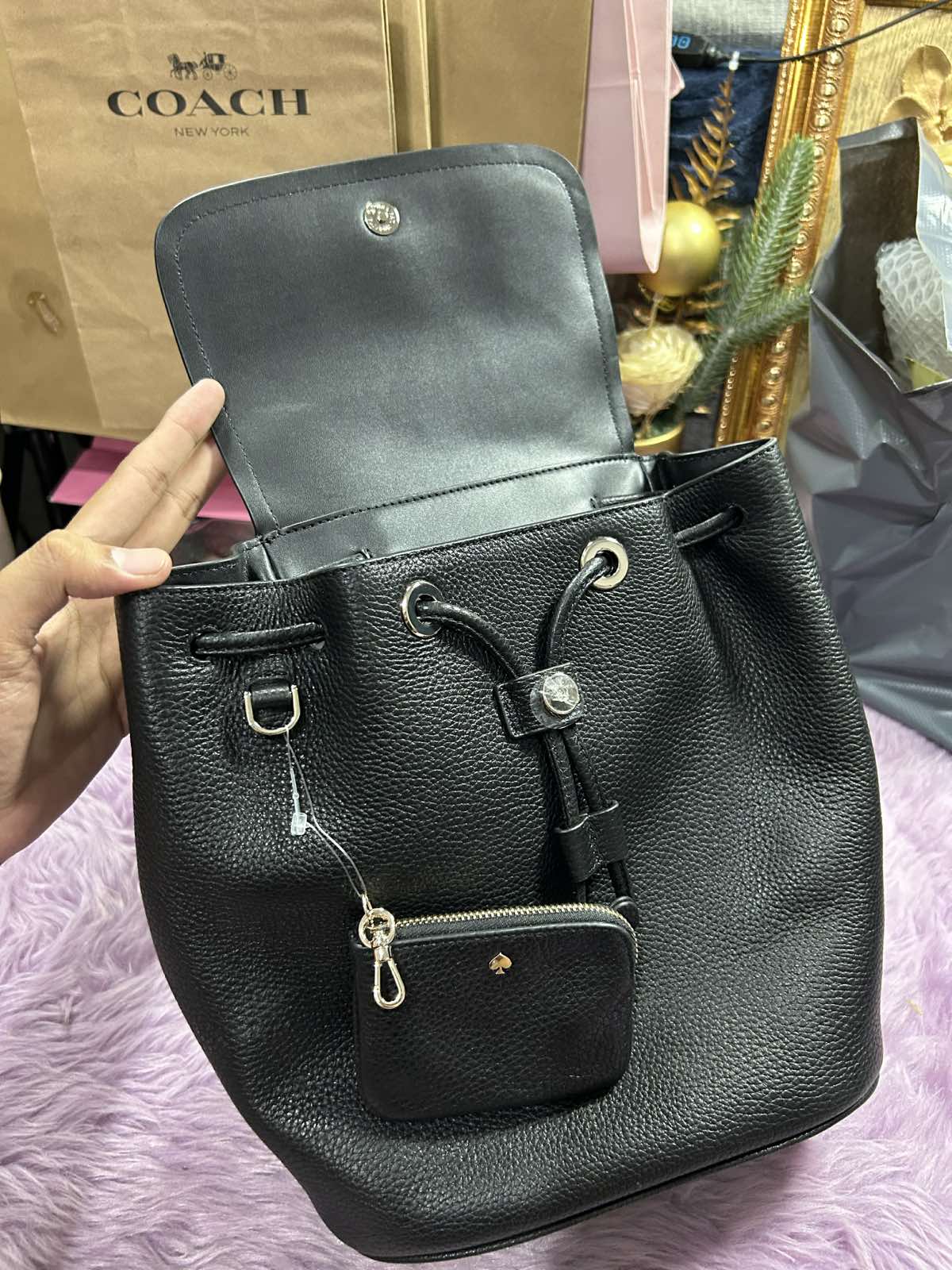 ORIG & IMPORTED KateSpade KS Rosie Medium Flap Backpack Black Bag