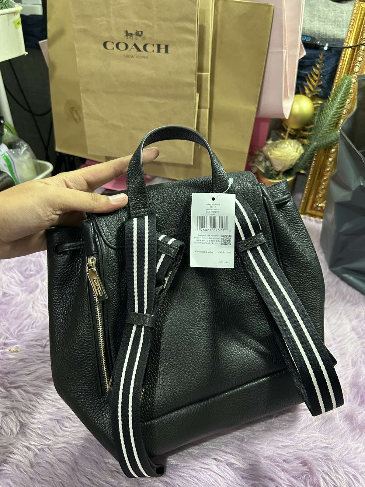 ORIG & IMPORTED KateSpade KS Rosie Medium Flap Backpack Black Bag