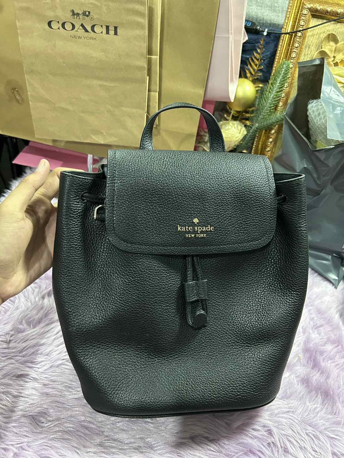 ORIG & IMPORTED KateSpade KS Rosie Medium Flap Backpack Black Bag