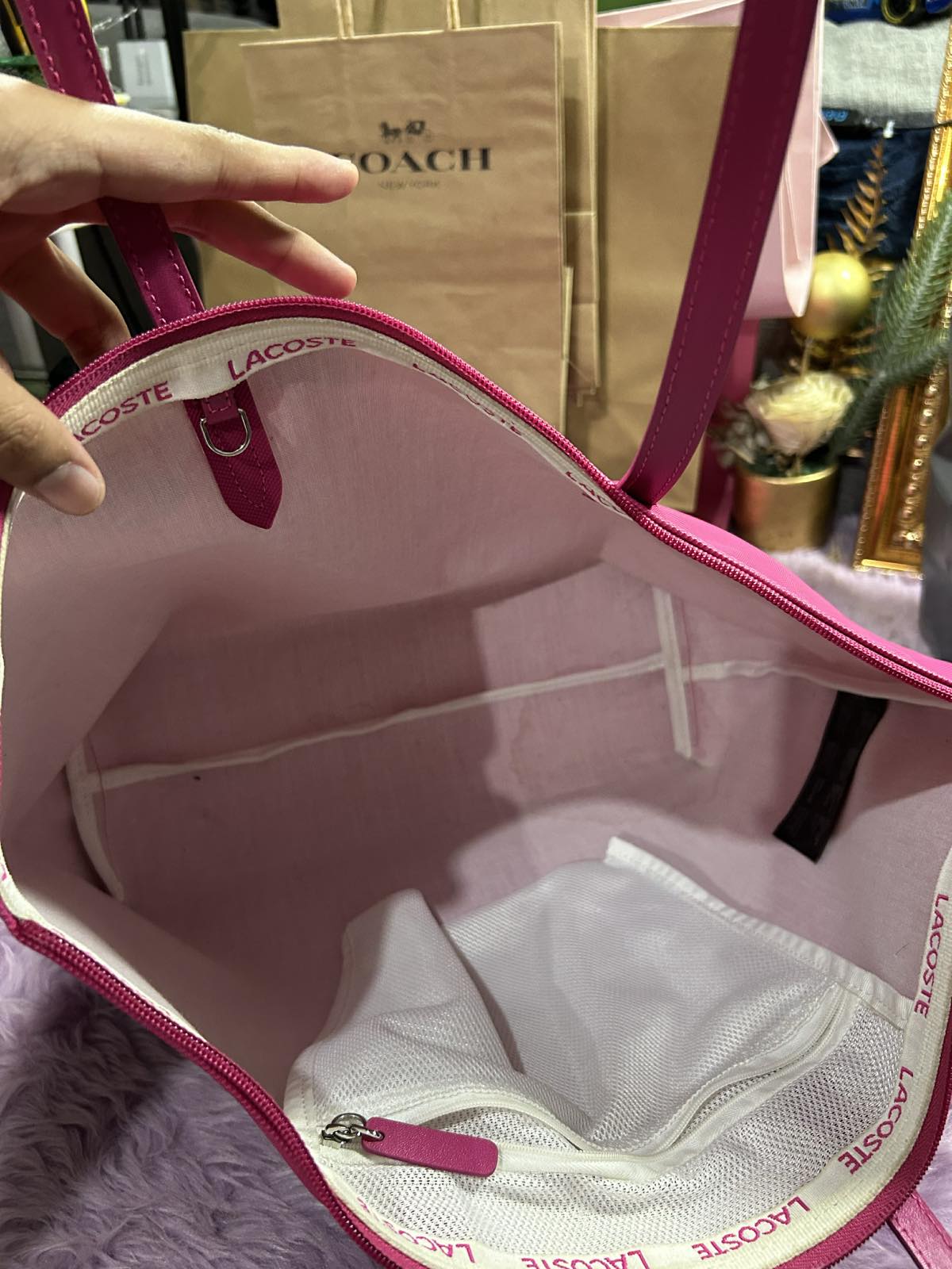 ORIG Preloved Lacoste Large Tote Pink Bag