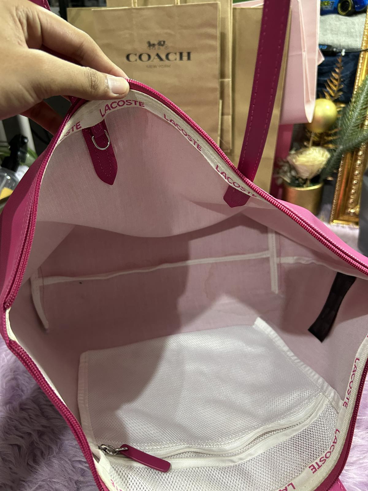 ORIG Preloved Lacoste Large Tote Pink Bag