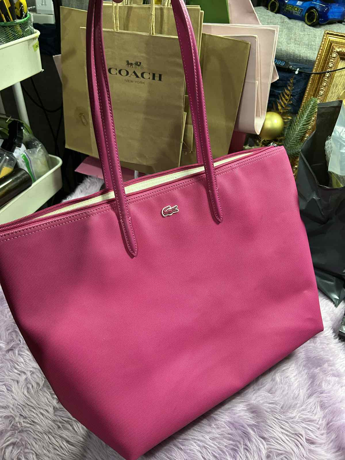 ORIG Preloved Lacoste Large Tote Pink Bag