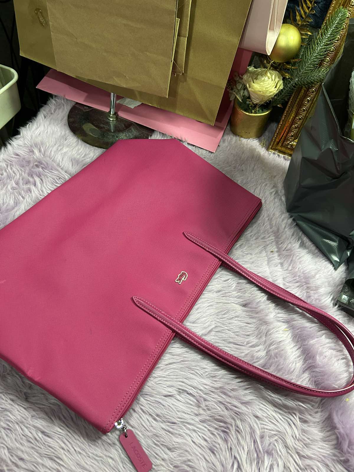 ORIG Preloved Lacoste Large Tote Pink Bag