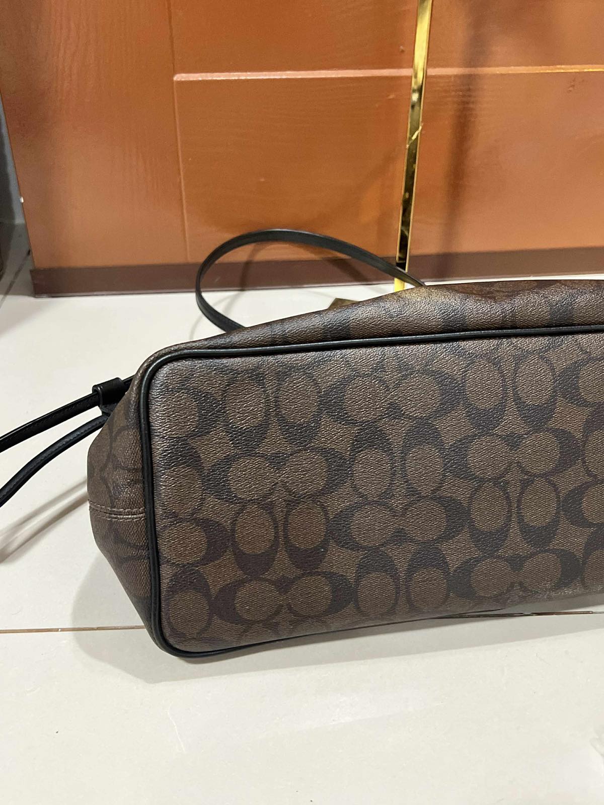 ORIG Preloved Coach Drawstring Carryall Tote Shoulder Bag Brown