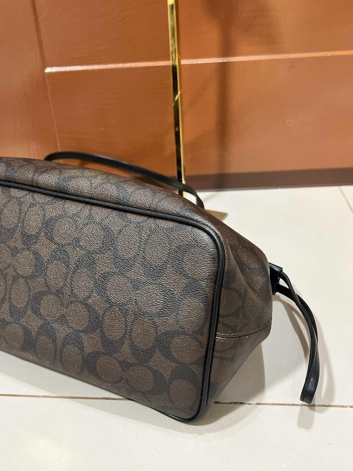 ORIG Preloved Coach Drawstring Carryall Tote Shoulder Bag Brown