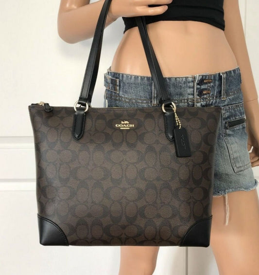 ORIG & IMPORTED Coach RARE Zip Top Tote Brown Medium Bag