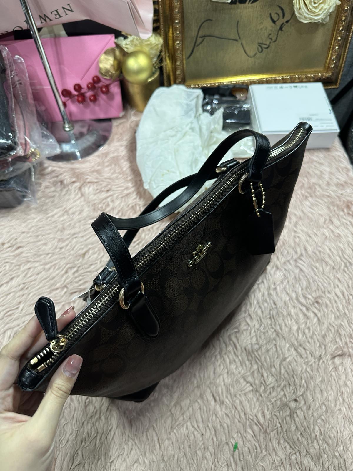 ORIG & IMPORTED Coach RARE Zip Top Tote Brown Medium Bag