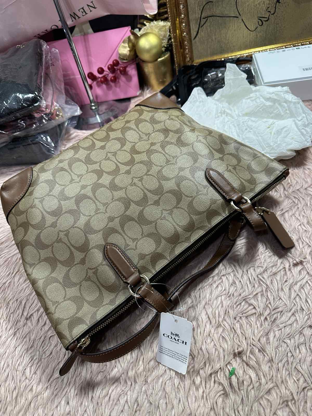 ORIG & IMPORTED Coach RARE Zip Top Tote Khaki Brown Medium Bag