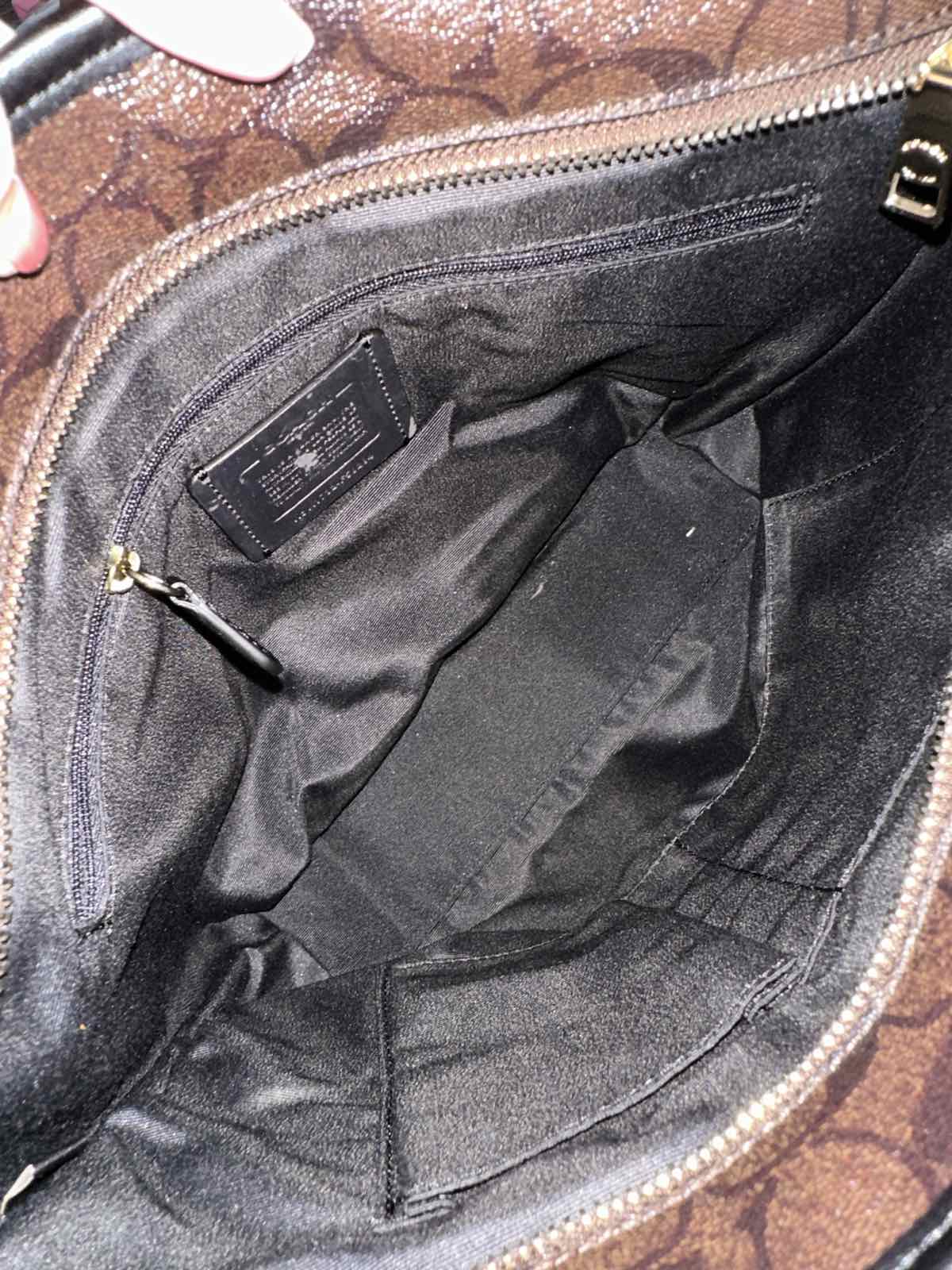 ORIG & IMPORTED Coach RARE F34603 Signature Canvas Zip Top Brown Medium Bag